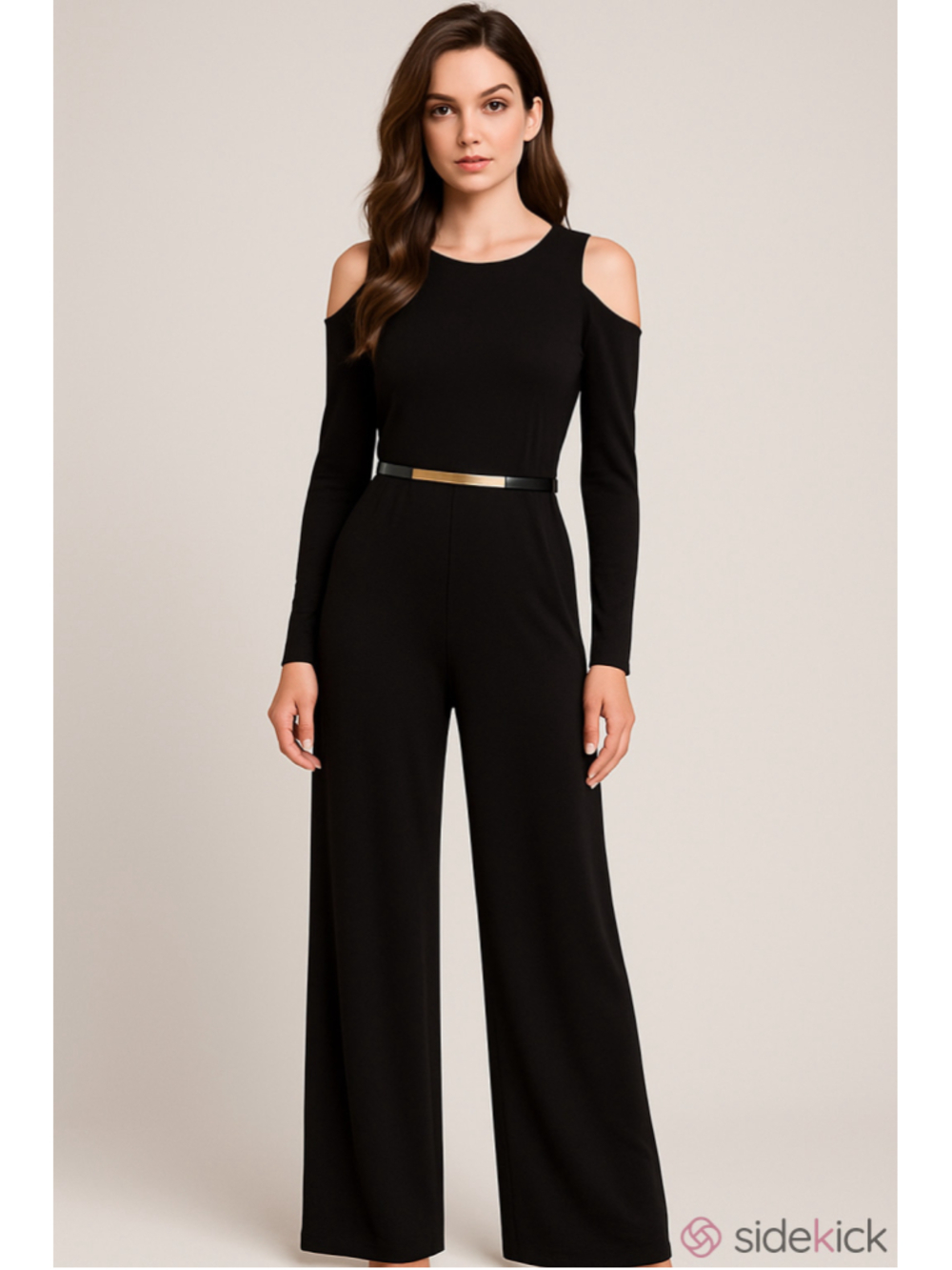 NWT Calvin Klein Cold Shoulder Belted Jumpsuit 12 Creative Black Tie V11